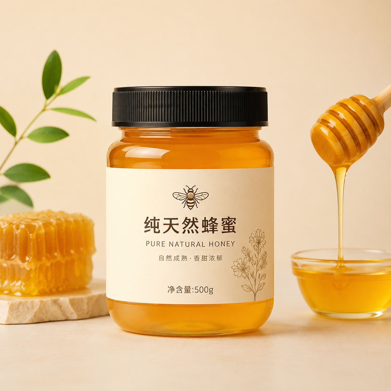 纯天然蜂蜜产品静物展示